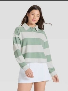 Women's Modal French Terry Polo Sweatshirt - All In Motion Sage Green